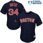 Boston Red Sox #34 David Ortiz Navy Blue New Cool Base 2018 World Series Champions Stitched Jersey
