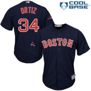 Boston Red Sox #34 David Ortiz Navy Blue New Cool Base 2018 World Series Champions Stitched Jersey
