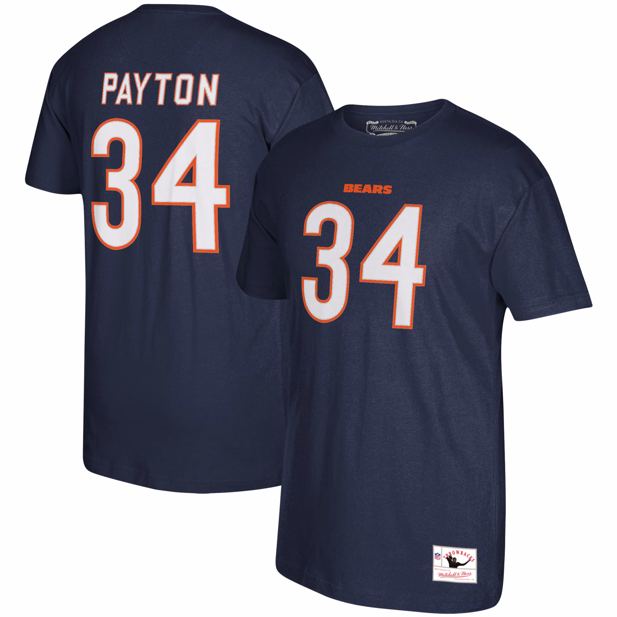 Men's Walter Payton Navy Chicago Bears Retired Player Logo Name & Number T-Shirt
