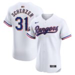 Men's Texas Rangers #31 Max Scherzer  White 2024 Gold Collection Elite Player Jersey