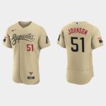 Men's Arizona Diamondbacks #51 Randy Johnson Gold2021 City Connect Flex Base Jersey