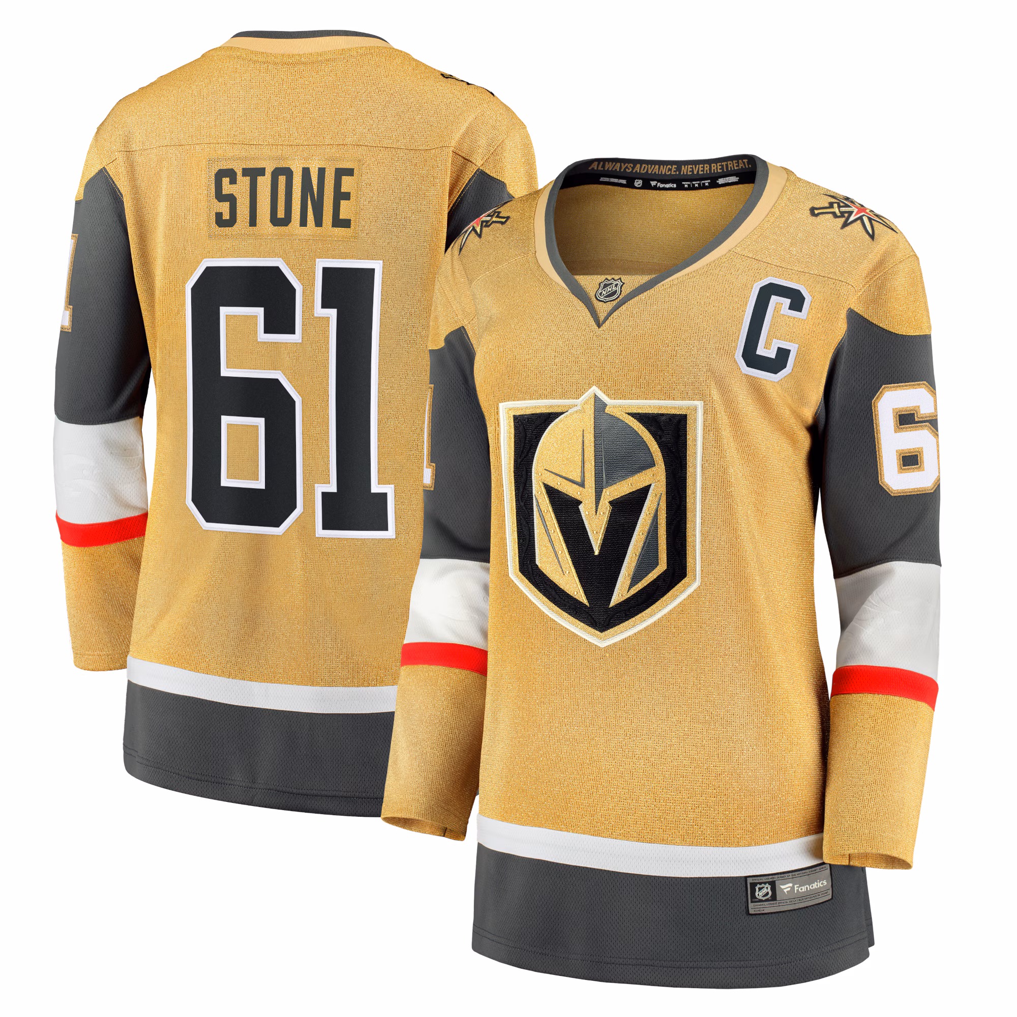 Women's Vegas Golden Knights Mark Stone #61 Fanatics Gold Captain Patch Home Breakaway Player Jersey