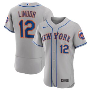 Men's New York Mets Francisco Lindor  Gray Road Player Jersey
