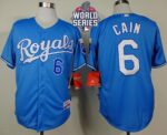 Kansas City Royals #6 Lorenzo Cain Light Blue Alternate Cool Base W/2015 World Series Patch Stitched Jersey