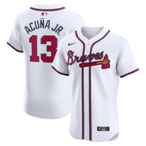 Atlanta Braves Ronald Acuña Jr. #13 White Home Elite Jersey
