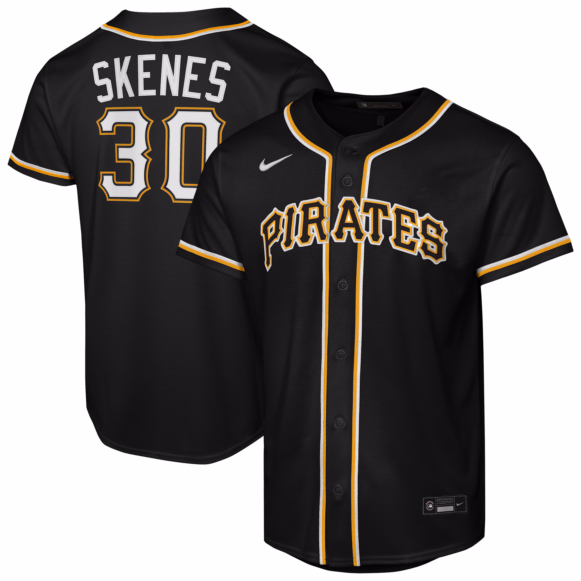 Youth Pittsburgh Pirates Paul Skenes #30 Black Fashion Replica Player Jersey