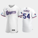 Men's Texas Rangers #54 Martin Perez White Home 50th Anniversary Flex Base Jersey