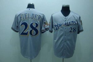 Milwaukee Brewers #28 Prince Fielder Stitched Grey Cool Base Jersey