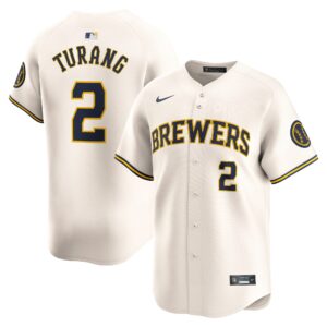 Men's Milwaukee Brewers #2 Brice Turang  Cream Home Limited Player Jersey