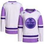Edmonton Oilers  Hockey Fights Cancer Primegreen Authentic Blank Practice Jersey - White/Purple