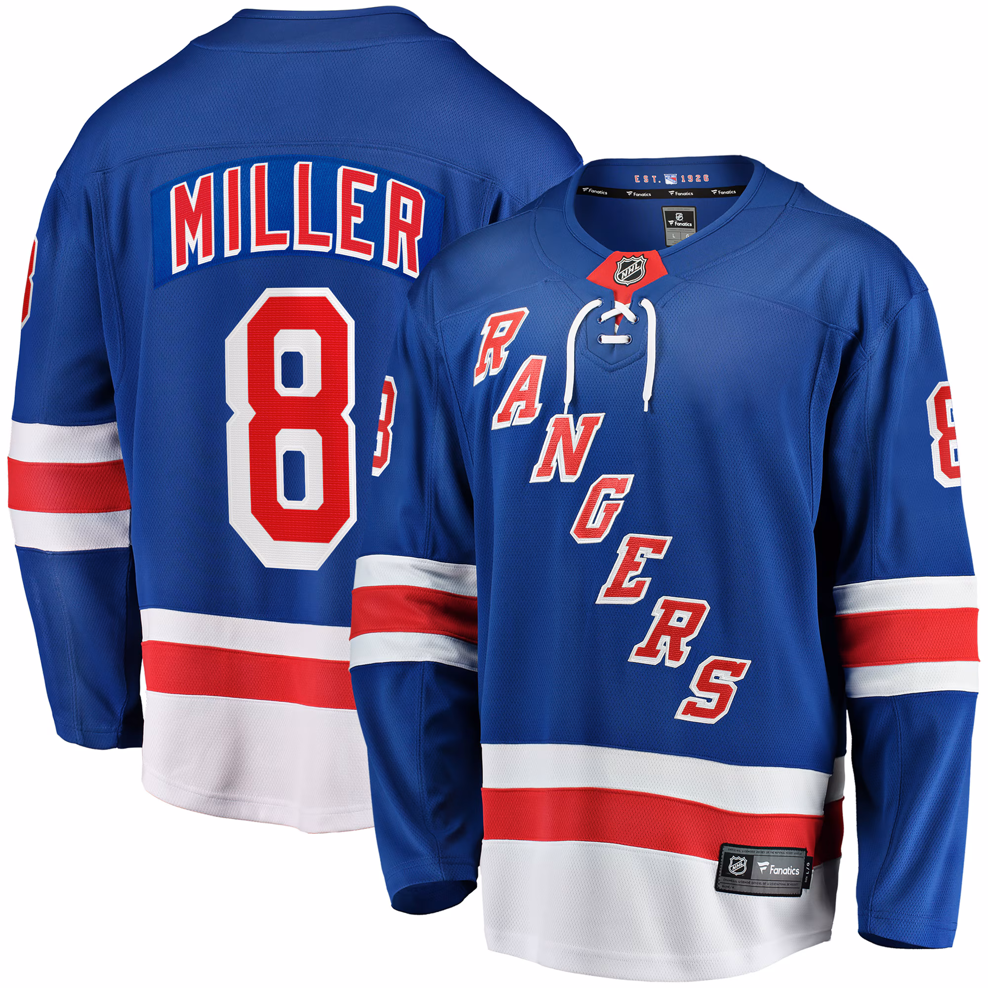 New York Rangers J.T. Miller #8 Fanatics Blue Home Breakaway Jersey