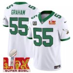 Men's Brandon Graham White Green 2025 Super Bowl LIX & 4-Star C Game #55 Jersey