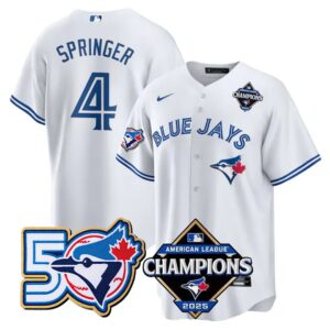 George Springer #4 Toronto Blue Jays 50th American League Champions Jersey Stitched White