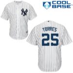 New York Yankees #25 Gleyber Torres White Strip New Cool Base Stitched Jersey
