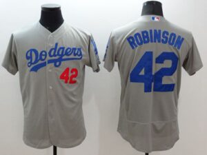 Los Angeles Dodgers #42 Jackie Robinson Grey Flexbase Collection Stitched Jersey