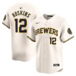 Men's Milwaukee Brewers #12 Rhys Hoskins  Cream Home Limited Player Jersey