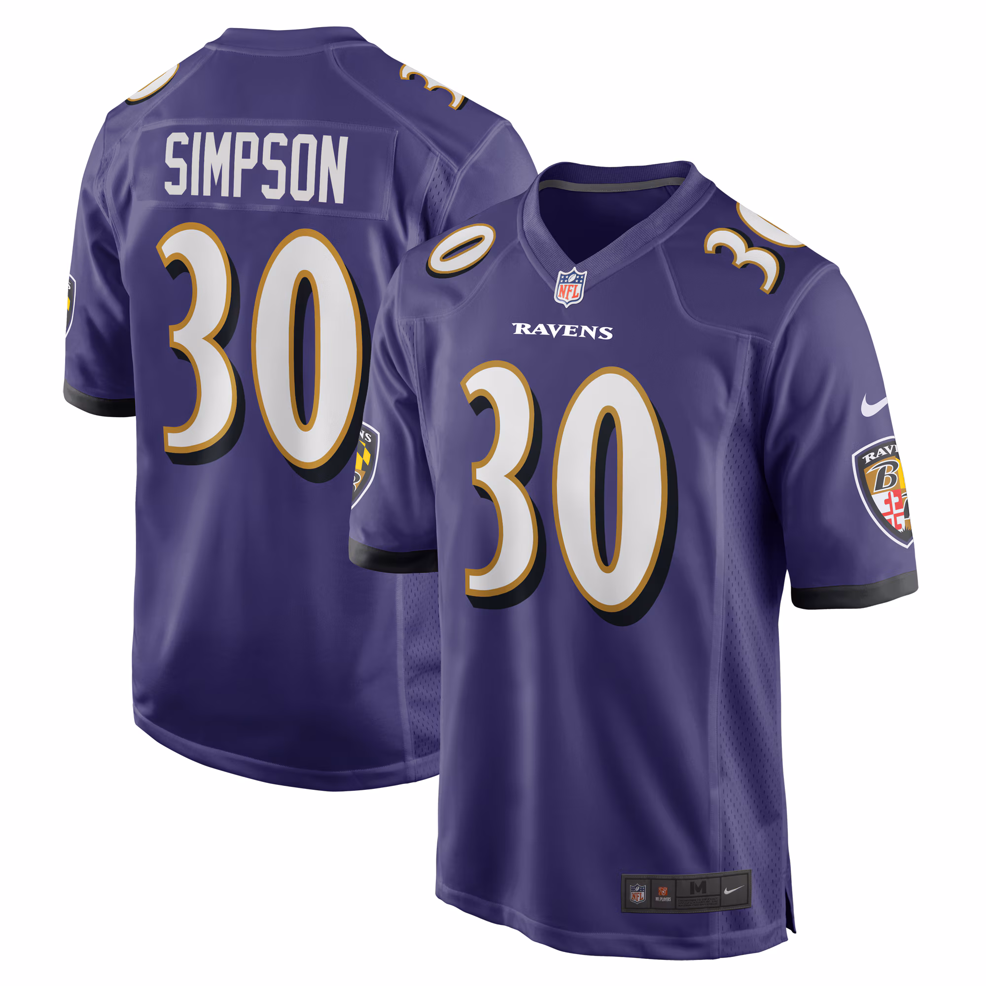 Trenton Simpson Baltimore Ravens  Game Jersey -  Purple
