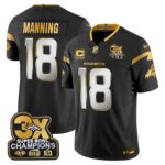 Peyton Manning Denver Broncos-Time Champions Patch Gold Vapor Limited Jersey - All Stitched