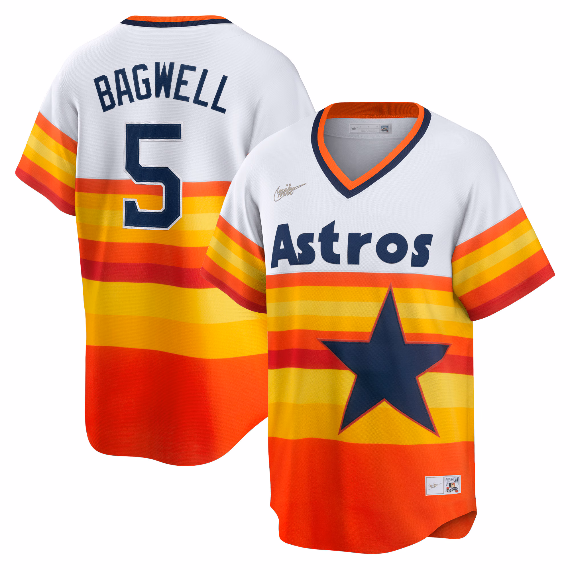 Houston Astros Jeff Bagwell #5 White Home Cooperstown Collection Player Jersey