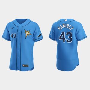 Men's Tampa Bay Rays #43 Harold Ramirez Light Blue Alternate Flex Base Jersey