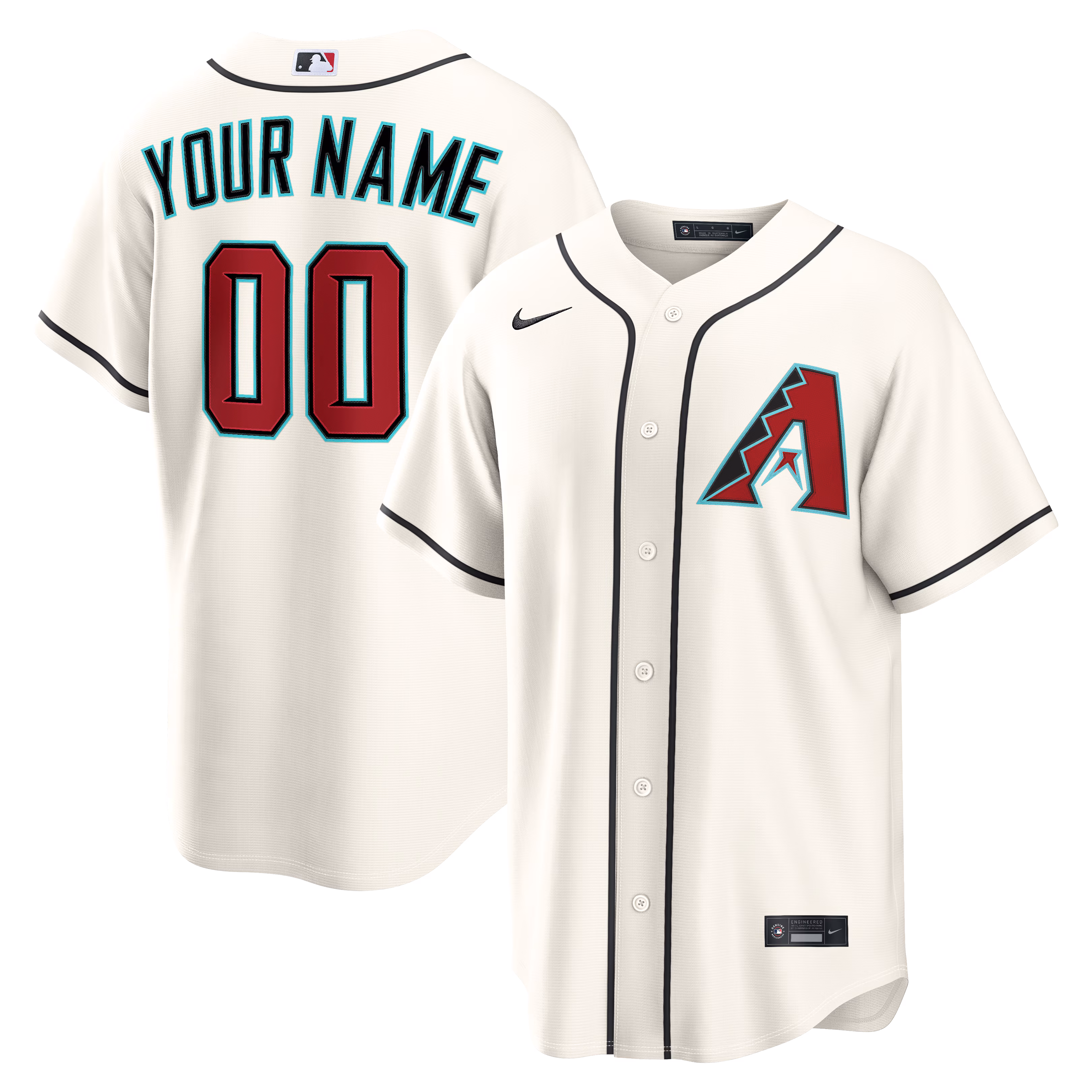 Arizona Diamondbacks Cream Home Replica Custom #00 Jersey