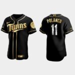 Men's Minnesota Twins #11 Jorge Polanco Golden Edition Flex Base Jersey - Black