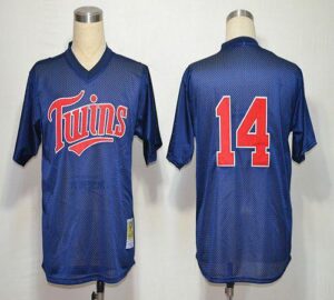 Mitchell And Ness 1991 Minnesota Twins #14 Kent Hrbek Navy Blue Stitched Jersey