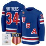Auston Matthews #34 2026 USA Olympic Premium Hockey Jersey -Royal