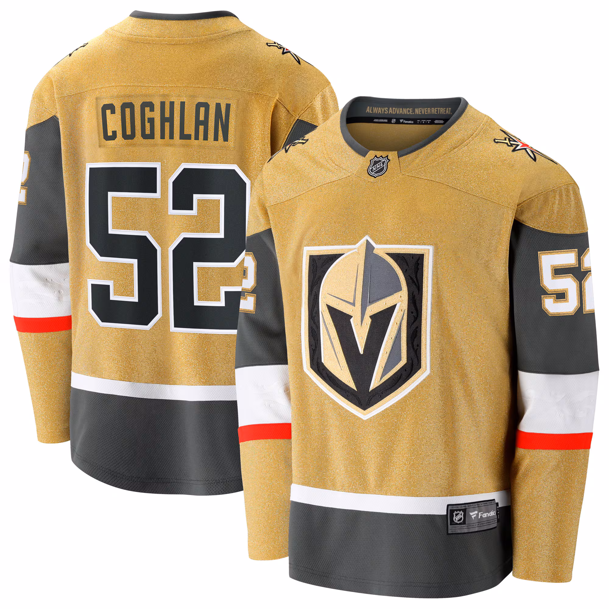 Vegas Golden Knights Dylan Coghlan #52 Fanatics Gold Home Breakaway Jersey