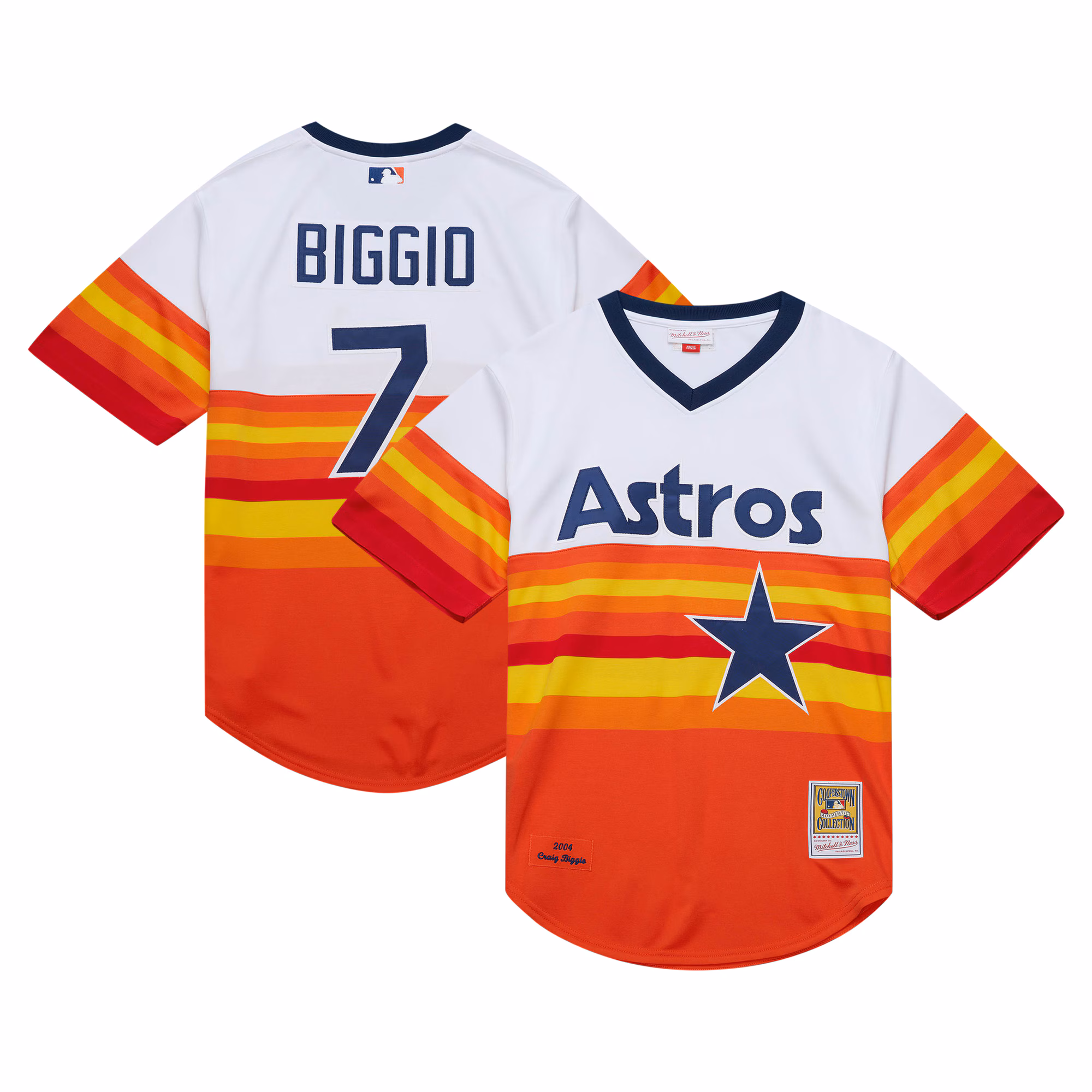 Houston Astros Craig Biggio #7 Mitchell & Ness White 2004 Cooperstown Collection Authentic Throwback Jersey