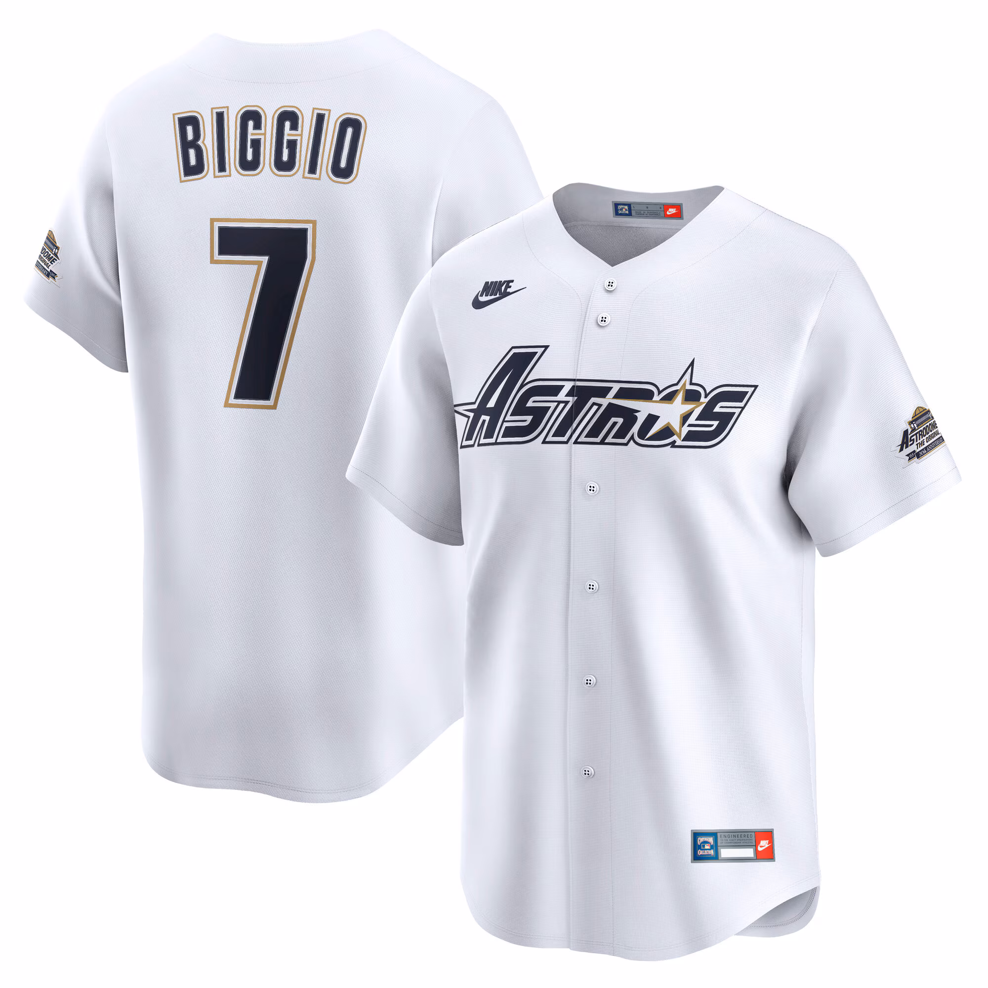 Houston Astros Craig Biggio #7 White Throwback Cooperstown Collection Limited Jersey