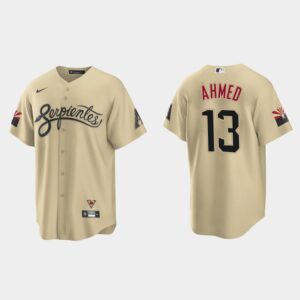 Men's Arizona Diamondbacks #13 Nick Ahmed 2021 City Connect Gold Jersey
