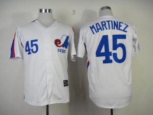 Mitchell And Ness Montreal Expos #45 Pedro Martinez White Throwback Stitched Jersey