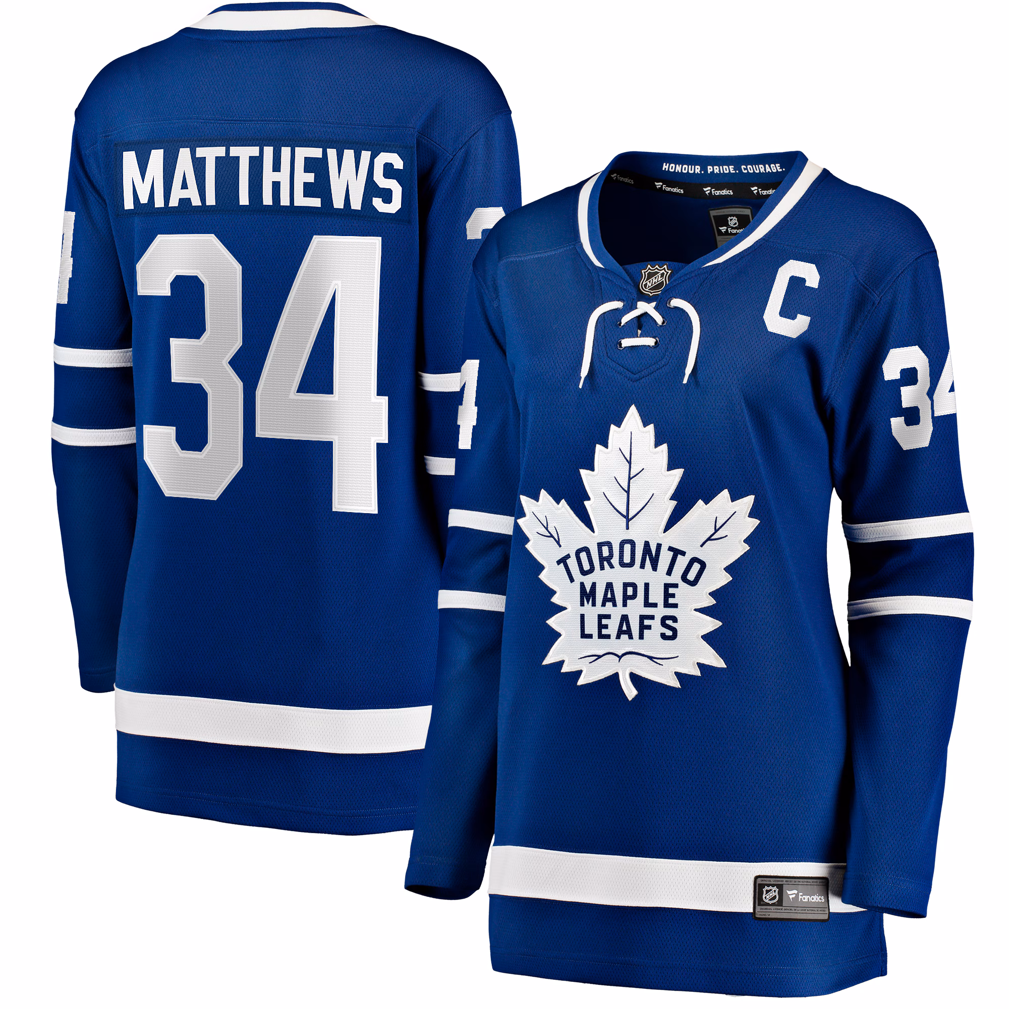 Women's Toronto Maple Leafs Auston Matthews #34 Fanatics Blue Captain Patch Home Breakaway Player Jersey