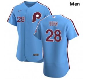 Philadelphia Phillies #28 Alec Bohm Men  Light Blue Alternate 2020 Player Jersey