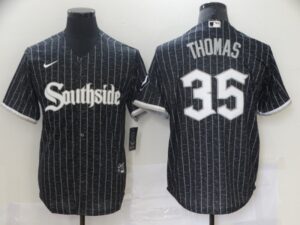 Men's  Chicago White Sox #35 Frank Thomas Black 2021 City Connect Cool Base Jersey