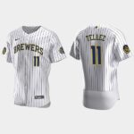 Men's Milwaukee Brewers #11 Rowdy Tellez Home White Jersey