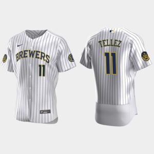 Men's Milwaukee Brewers #11 Rowdy Tellez Home White Jersey