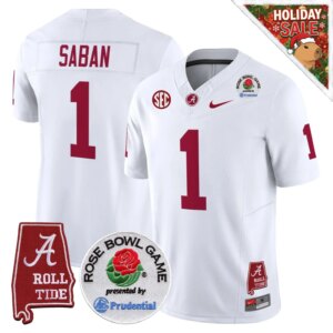 Nick Saban #1 Ncaa BAMA Rose Bowl Patch Vapor Limited Jersey - Alabama Map - All Stitched