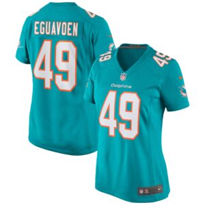 Sam Eguavoen Miami Dolphins  Women's Game Jersey - Aqua