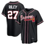 Austin Riley #27 Atlanta Braves Fashion Replica Black Out Jersey - Black