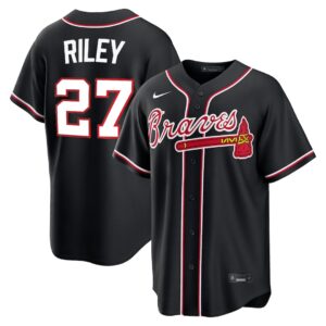 Austin Riley #27 Atlanta Braves Fashion Replica Black Out Jersey - Black