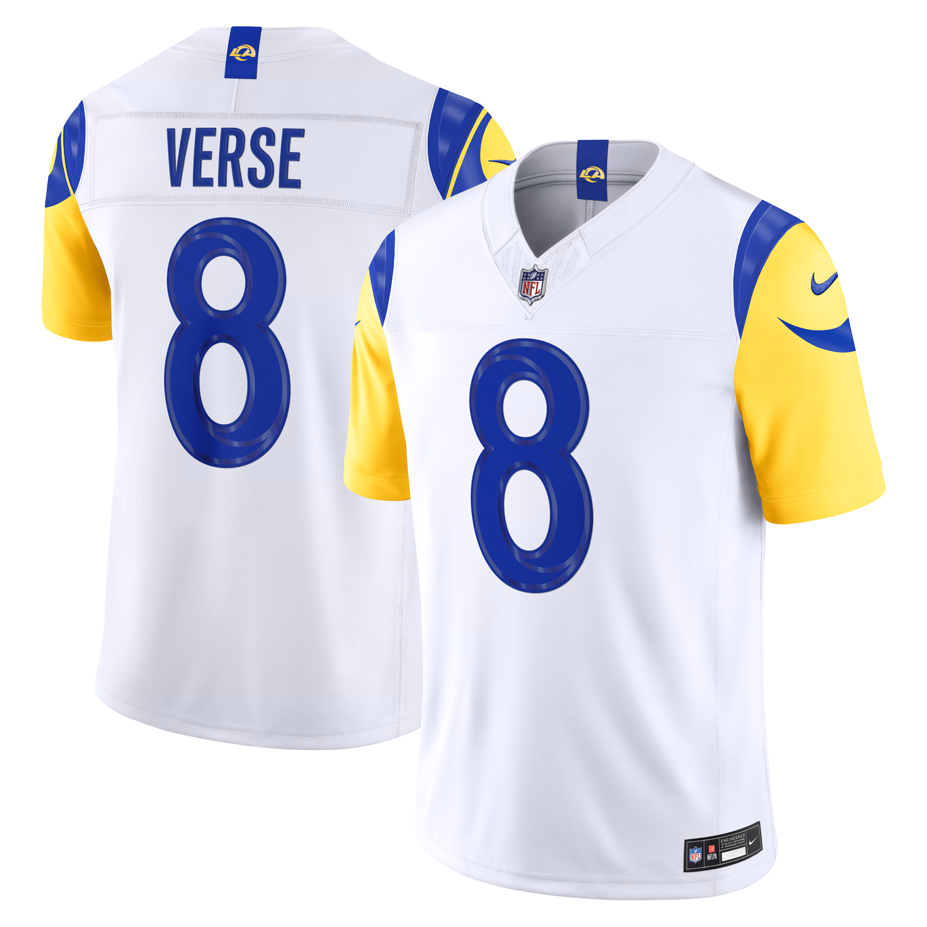 Los Angeles Rams Jared Verse #8 White Vapor F.U.S.E. Sewn Down Limited Jersey
