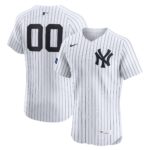New York Yankees White Home Elite Sponsor Patch Custom #00 Jersey