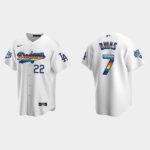 Men's Los Angeles Dodgers #7 Julio Urias 2022 Pride Night LGBTQ Cool Base Jersey - White