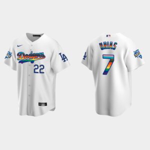 Men's Los Angeles Dodgers #7 Julio Urias 2022 Pride Night LGBTQ Cool Base Jersey - White