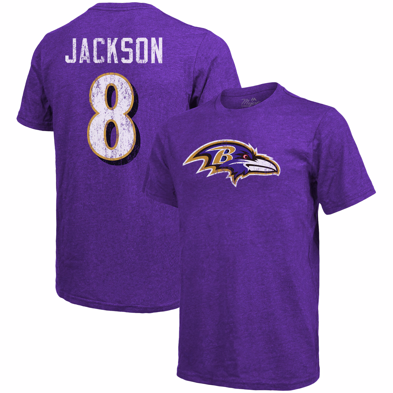 Men's Lamar Jackson Purple Baltimore Ravens Tri-Blend Name & Number T-Shirt