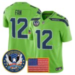 Th Fan #12 Seattle Seahawks United States 250th Anniversary Patch Vapor Limited Jersey - All Stitched
