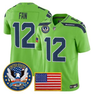 Th Fan #12 Seattle Seahawks United States 250th Anniversary Patch Vapor Limited Jersey - All Stitched