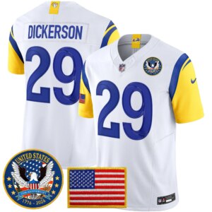 Eric Dickerson #29 Los Angeles Rams 2025 United States 250th Anniversary Patch Vapor Limited Jersey - All Stitched